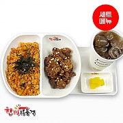 감자탕볶음밥+왕갈비치킨+우동국물+음료-단무지
