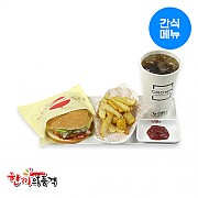 매콤한치킨버거+모듬감자튀김+음료